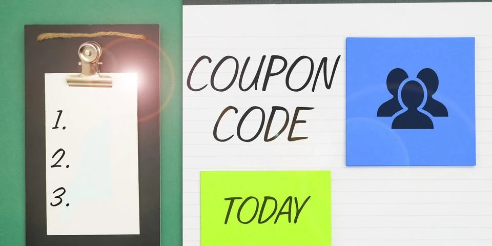 Writing displaying text Coupon Code. Conceptual photo ticket or document that Foto stock