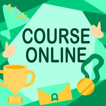 Writing displaying text Course Online. Business idea eLearning Electronic 스톡 일러스트