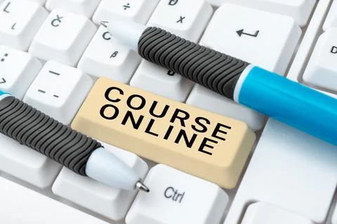 Writing displaying text Course Online. Business idea eLearning Electronic Stock-Fotos