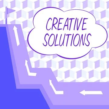 Writing displaying text Creative SolutionsOriginal and unique approach in 스톡 일러스트