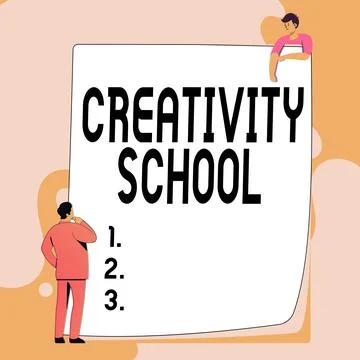 Writing displaying text Creativity School. Business showcase students are able 스톡 일러스트
