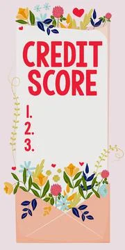 Writing displaying text Credit Score. Word for numerical expression that Ilustração Stock