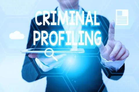 Writing displaying text Criminal Profiling. Word for Develop profiles for Foto stock