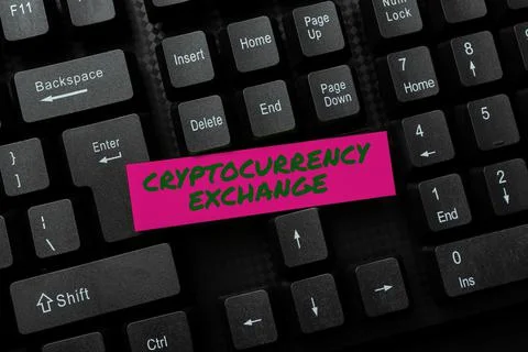 Writing displaying text Cryptocurrency Exchange. Business overview allow client 库存照片