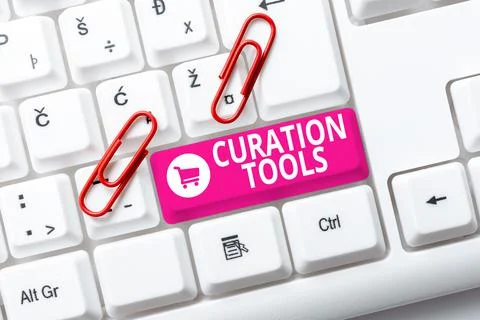 Writing displaying text Curation Tools. Word Written on Software used in Fotos Stock