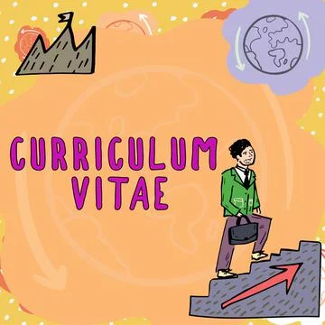 Writing displaying text Curriculum Vitaeoverview of person qualifications for Stock Illustration