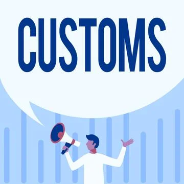 Writing displaying text Customs. Word for Official department administers Stock Illustration