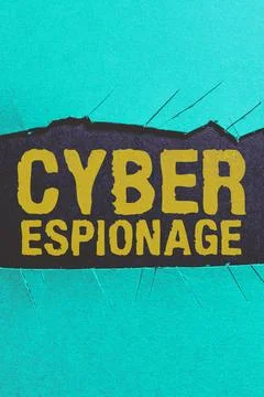 Writing displaying text Cyber Espionage. Concept meaning obtaining secrets and 写真素材