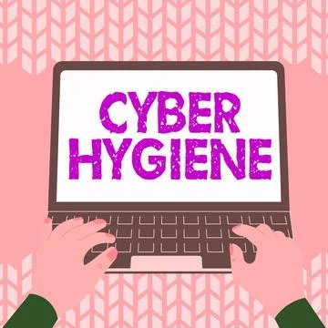 Writing displaying text Cyber Hygiene. Concept meaning steps that computer users 스톡 일러스트