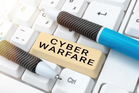 Writing displaying text Cyber Warfare. Business idea Virtual War Hackers System Stock Photos