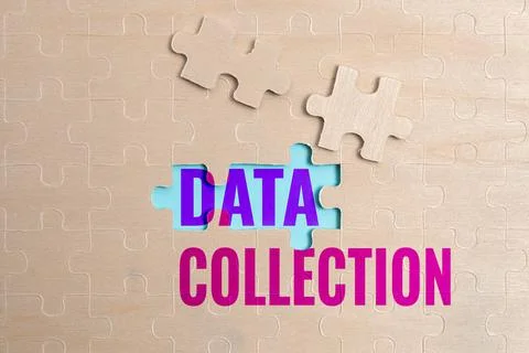 Writing displaying text Data Collection. Word for gathering and measuring Stock Photos