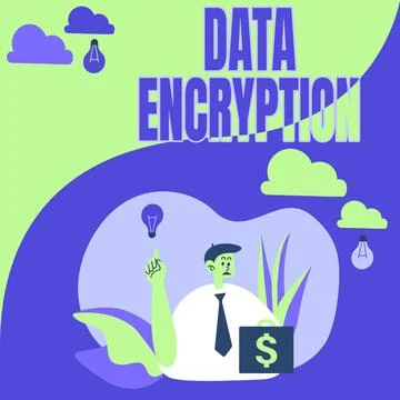 Writing displaying text Data Encryption. Concept meaning Symmetrickey algorithm 스톡 일러스트