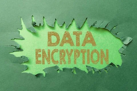 Writing displaying text Data Encryption. Word Written on Conversion of data into Stock Photos