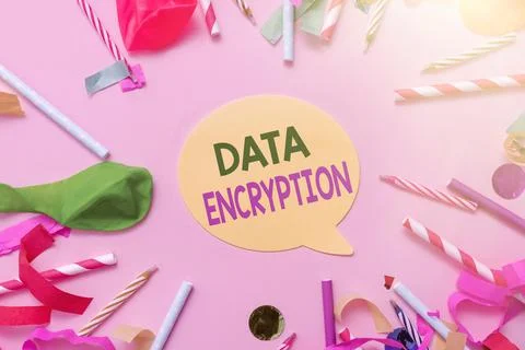 Writing displaying text Data Encryption. Word for Conversion of data into code Stock Photos