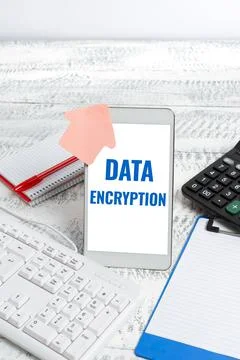 Writing displaying text Data Encryption. Conceptual photo Symmetrickey algorithm Stock Photos