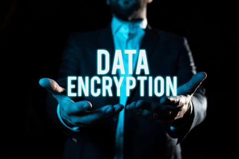 Writing displaying text Data Encryption. Word for Conversion of data into code Stock Photos