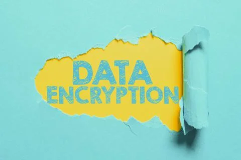 Writing displaying text Data Encryption. Word Written on Conversion of data into Stock Photos