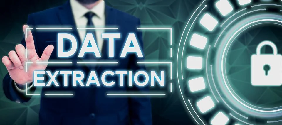 Writing displaying text Data Extraction. Word Written on act or process of Stock Photos