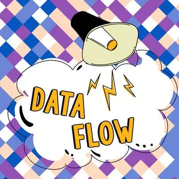 Writing displaying text Data Flow. Business idea the movement of data through a イラスト素材