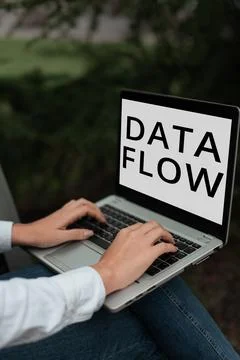 Writing displaying text Data Flow. Internet Concept the movement of data through Foto stock