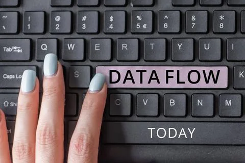 Writing displaying text Data Flow. Business overview the movement of data 写真素材