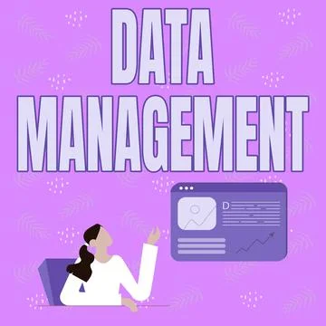 Writing displaying text Data Management. Word for The practice of organizing and 스톡 일러스트