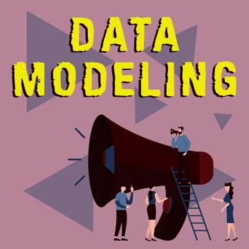 Writing displaying text Data Modeling. Business approach process of transferring Stock Illustration