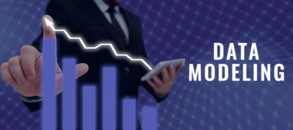 Writing displaying text Data Modeling. Business idea process of transferring Foto stock