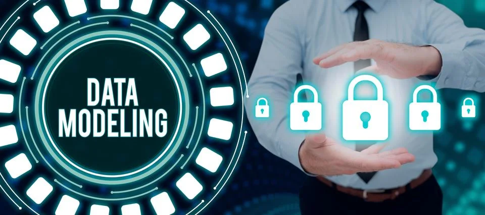 Writing displaying text Data Modeling. Business overview process of transferring 스톡 사진