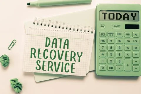 Writing displaying text Data Recovery Service. Word Written on Process of ret Foto stock