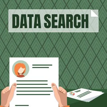 Writing displaying text Data Search. Business overview gathers and reports Stock Illustration