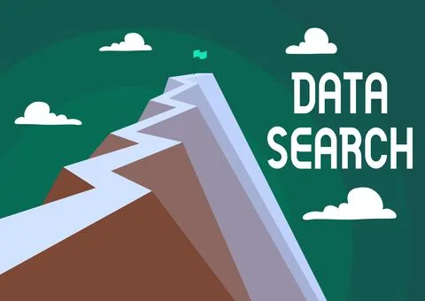 Writing displaying text Data Search. Business showcase gathers and reports Stock Illustration