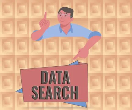 Writing displaying text Data Search. Concept meaning gathers and reports Stock Illustration