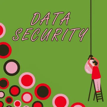 Writing displaying text Data Security. Concept meaning Confidentiality Disk Stock Illustration