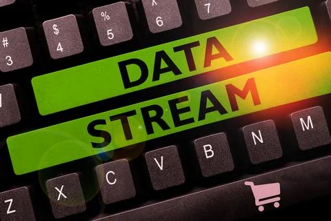 Writing displaying text Data Stream. Business idea sequence of digitally encoded Stock Photos