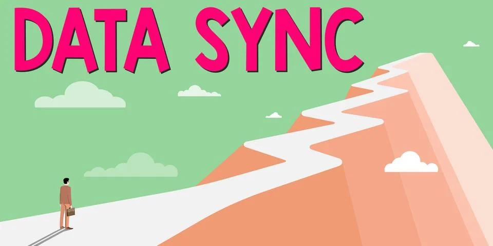 Writing displaying text Data Sync. Business concept data that is continuously イラスト素材