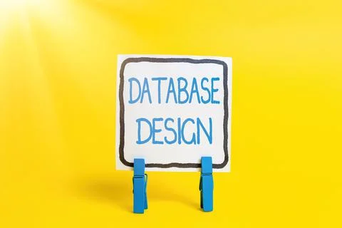 Writing displaying text Database Design. Business overview organisation of data Stock Photos