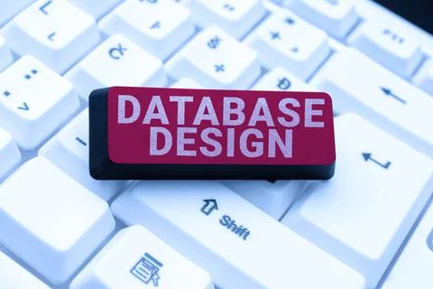Writing displaying text Database Design. Business overview organisation of data Stock Photos