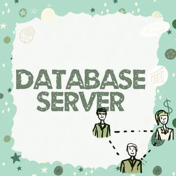 Writing displaying text Database Server. Word Written on uses a database Ilustração Stock
