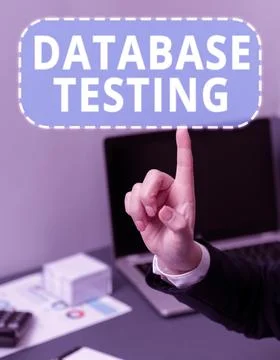 Writing displaying text Database Testing. Business idea involves the retrieved Stock Photos