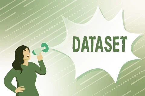 Writing displaying text Dataset. Word Written on collection of numbers or values Stock Illustration