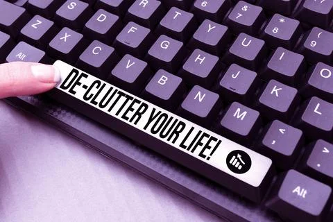 Writing displaying text De Clutter Your Life. Word Written on remove unnecessary Foto stock