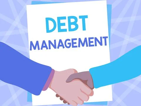 Writing displaying text Debt Management. Conceptual photo The formal agreement Stock Illustration