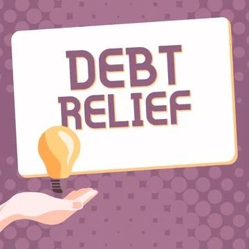 Writing displaying text Debt Relief. Conceptual photo partial or total remission Stock Illustration