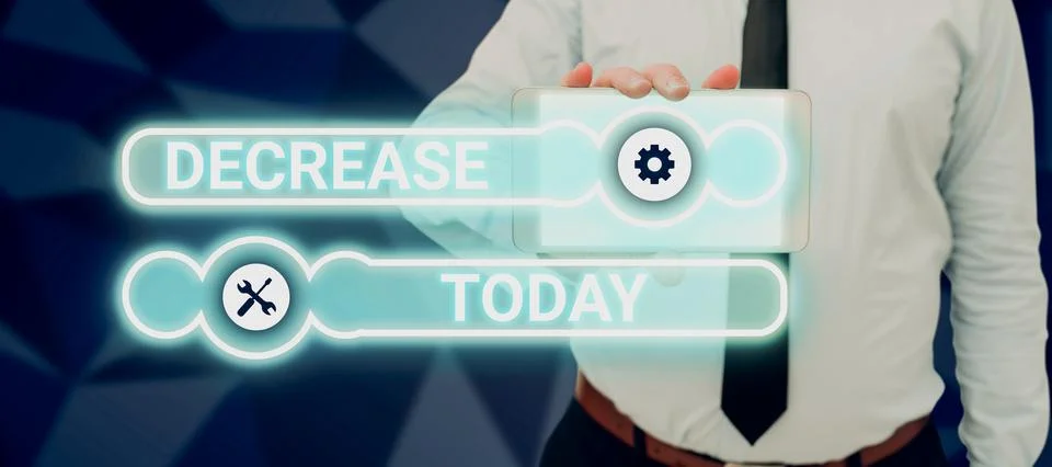 Writing displaying text Decrease. Business showcase make or become smaller or Stockfoto's