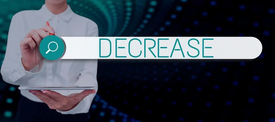 Writing displaying text Decrease. Business approach make or become smaller or Foto stock