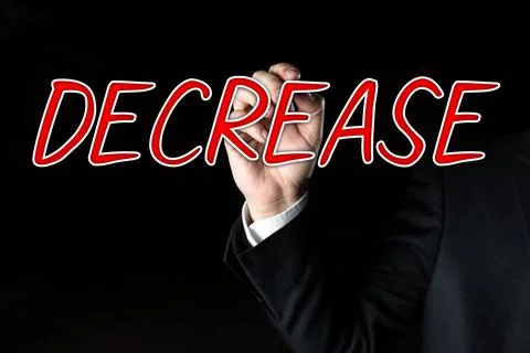 Writing displaying text Decrease. Business concept make or become smaller or Foto stock