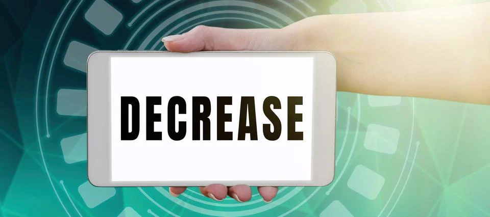 Writing displaying text Decrease. Conceptual photo make or become smaller or Stock Photos