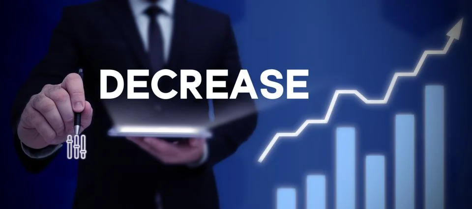 Writing displaying text Decrease. Word for make or become smaller or fewer in Stock Photos