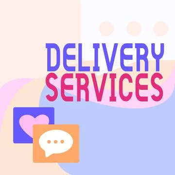 Writing displaying text Delivery Services. Business overview the transport of Stock Illustration
